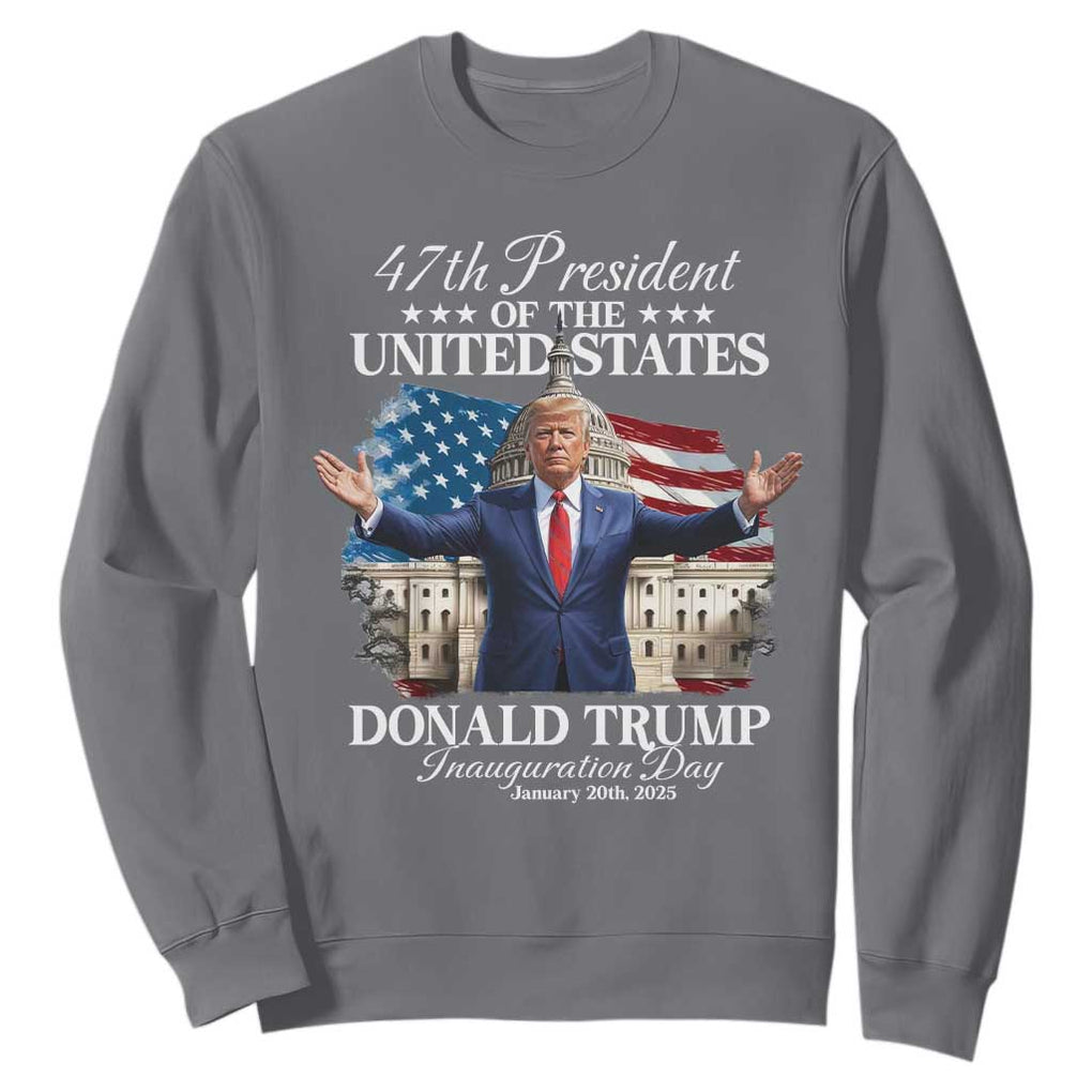 47th President Donald Trump Inauguration Day 2025 Sweatshirt United States Capitol American Flag Memorabilia TS11 Charcoal Print Your Wear