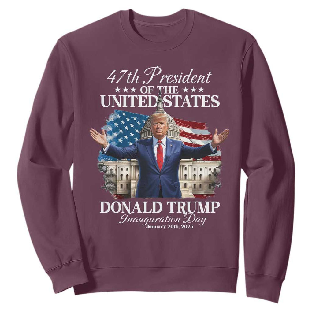47th President Donald Trump Inauguration Day 2025 Sweatshirt United States Capitol American Flag Memorabilia TS11 Maroon Print Your Wear