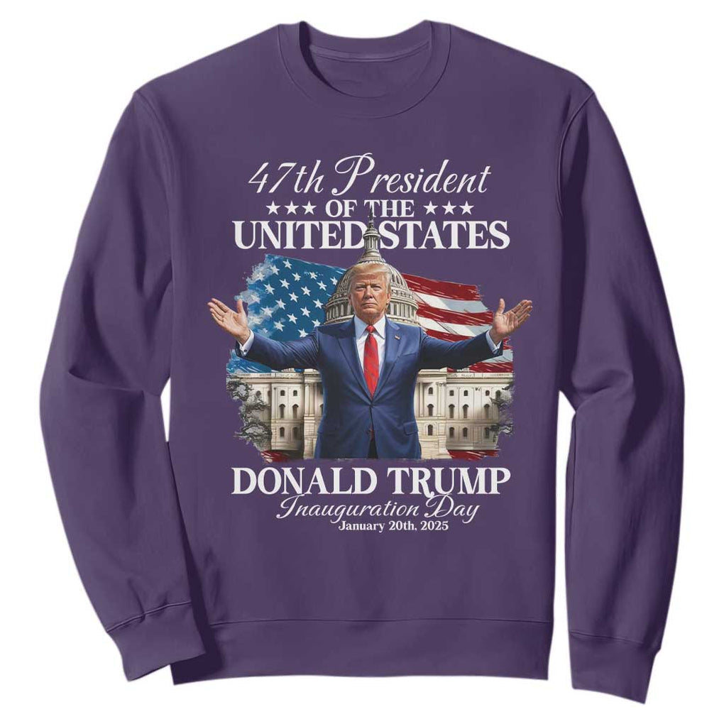 47th President Donald Trump Inauguration Day 2025 Sweatshirt United States Capitol American Flag Memorabilia TS11 Purple Print Your Wear