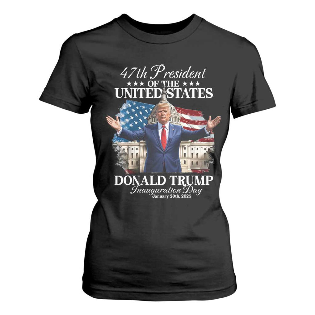 47th President Donald Trump Inauguration Day 2025 T Shirt For Women United States Capitol American Flag Memorabilia TS11 Black Print Your Wear