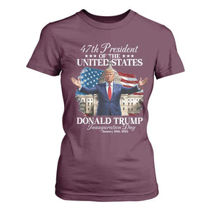 47th President Donald Trump Inauguration Day 2025 T Shirt For Women United States Capitol American Flag Memorabilia TS11 Maroon Print Your Wear