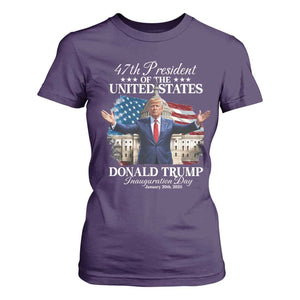 47th President Donald Trump Inauguration Day 2025 T Shirt For Women United States Capitol American Flag Memorabilia TS11 Purple Print Your Wear