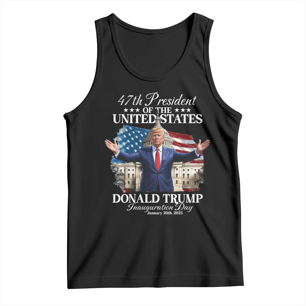 47th President Donald Trump Inauguration Day 2025 Tank Top United States Capitol American Flag Memorabilia TS11 Black Print Your Wear