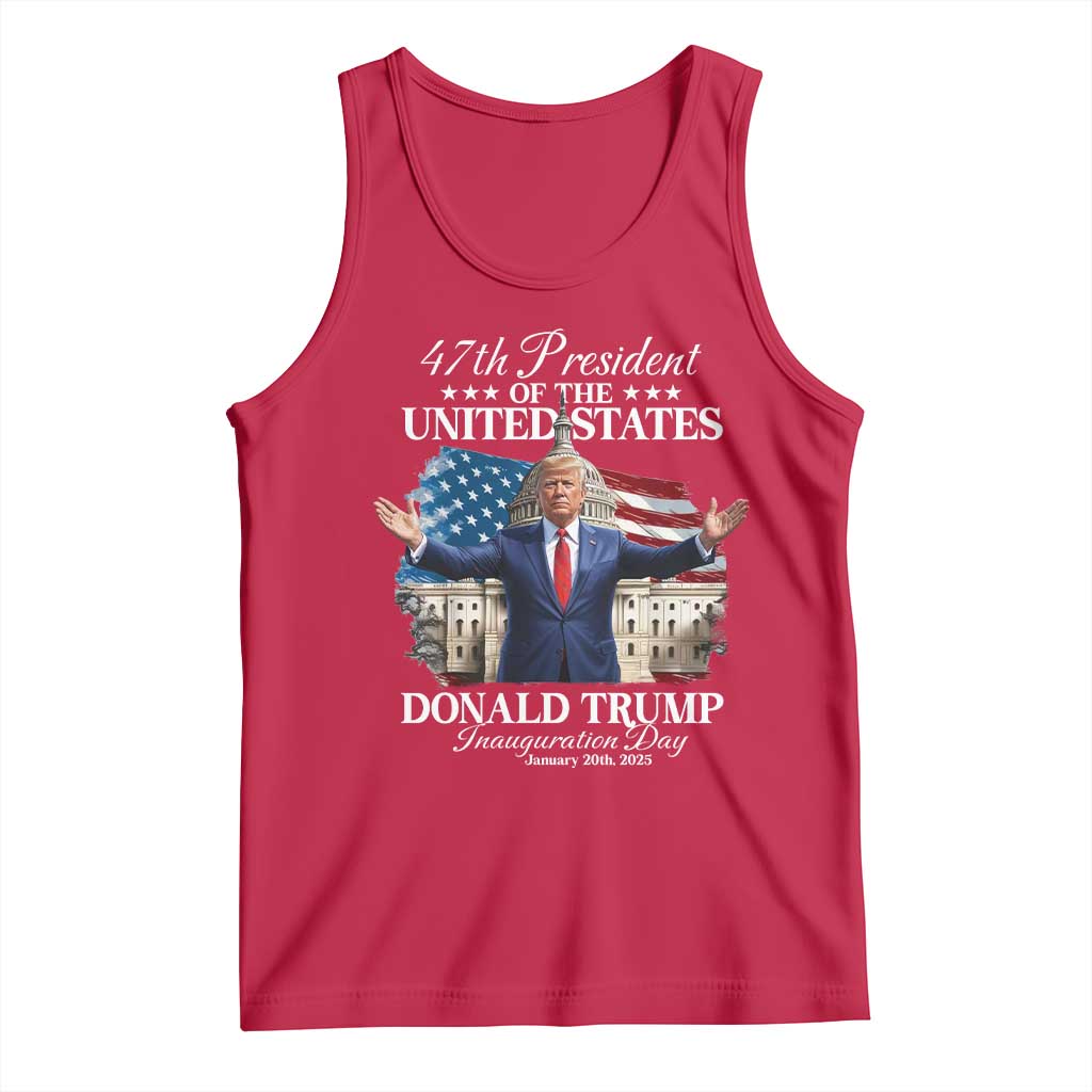 47th President Donald Trump Inauguration Day 2025 Tank Top United States Capitol American Flag Memorabilia TS11 Red Print Your Wear