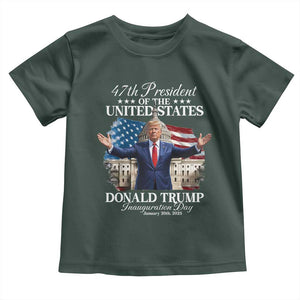 47th President Donald Trump Inauguration Day 2025 Toddler T Shirt United States Capitol American Flag Memorabilia TS11 Dark Forest Green Print Your Wear