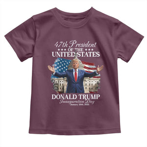 47th President Donald Trump Inauguration Day 2025 Toddler T Shirt United States Capitol American Flag Memorabilia TS11 Maroon Print Your Wear