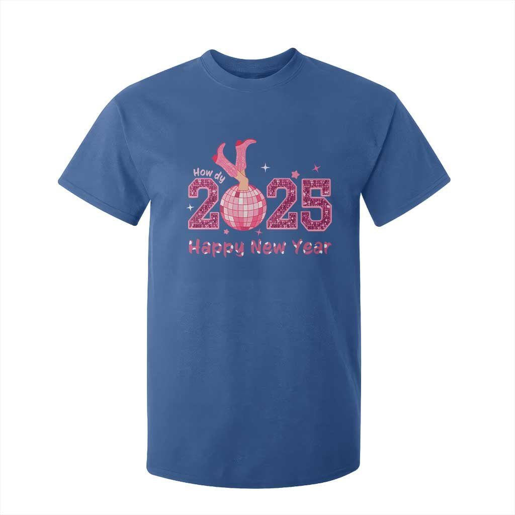 Funny Howdy 2025 Happy New Year T Shirt For Kid Cowgirl New Year's Eve Party Disco Ball TS11 Royal Blue Print Your Wear