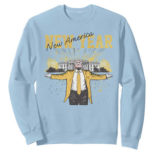 Funny Trump New Year New America 2025 Sweatshirt TS11 Light Blue Print Your Wear