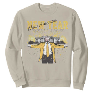 Funny Trump New Year New America 2025 Sweatshirt TS11 Sand Print Your Wear
