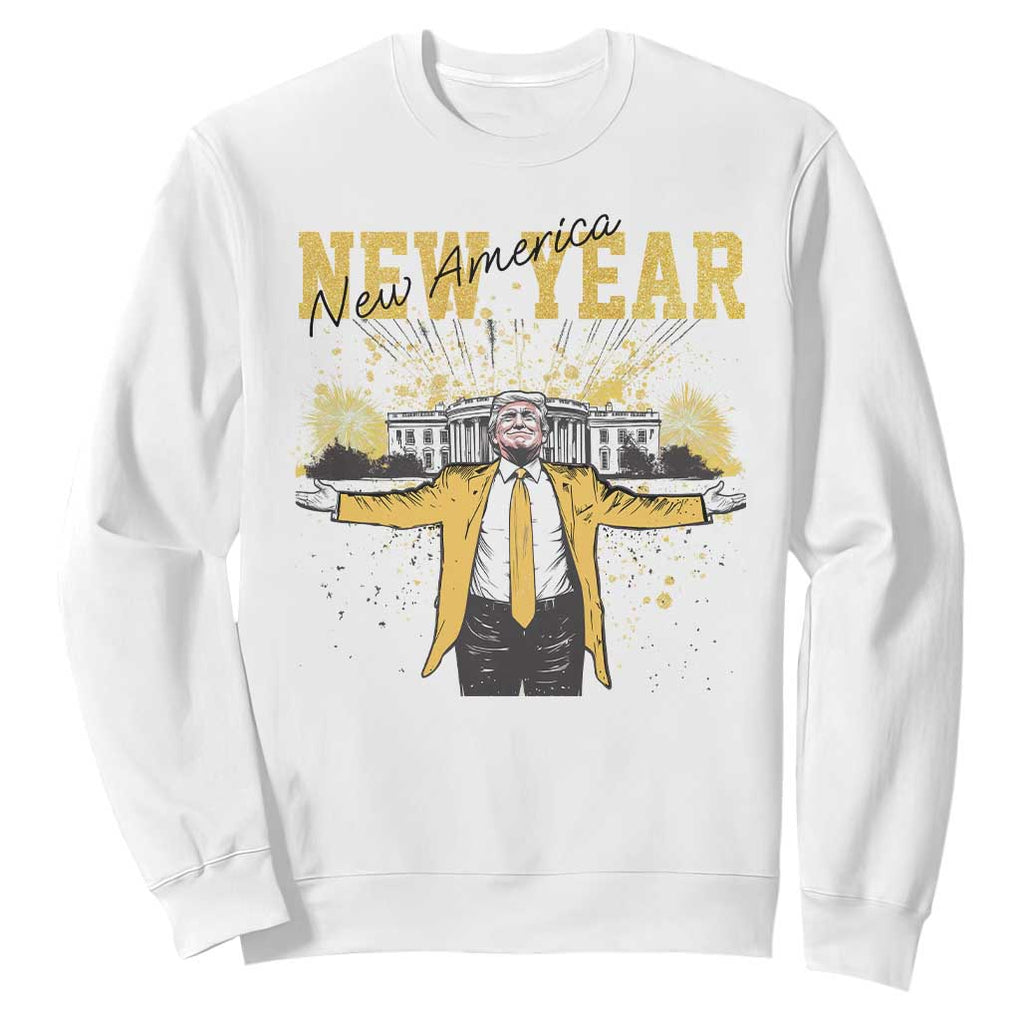 Funny Trump New Year New America 2025 Sweatshirt TS11 White Print Your Wear