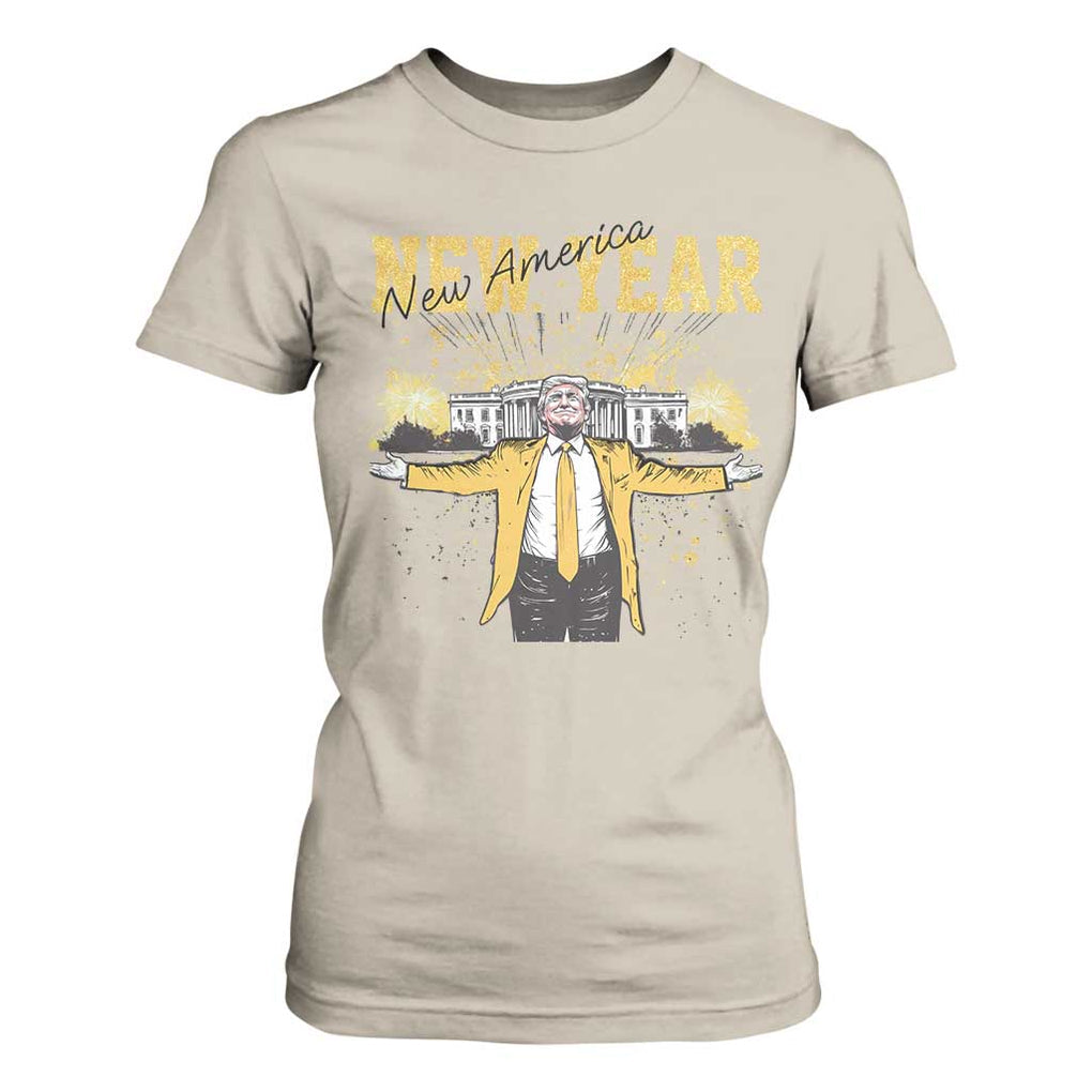 Funny Trump New Year New America 2025 T Shirt For Women TS11 Sand Print Your Wear