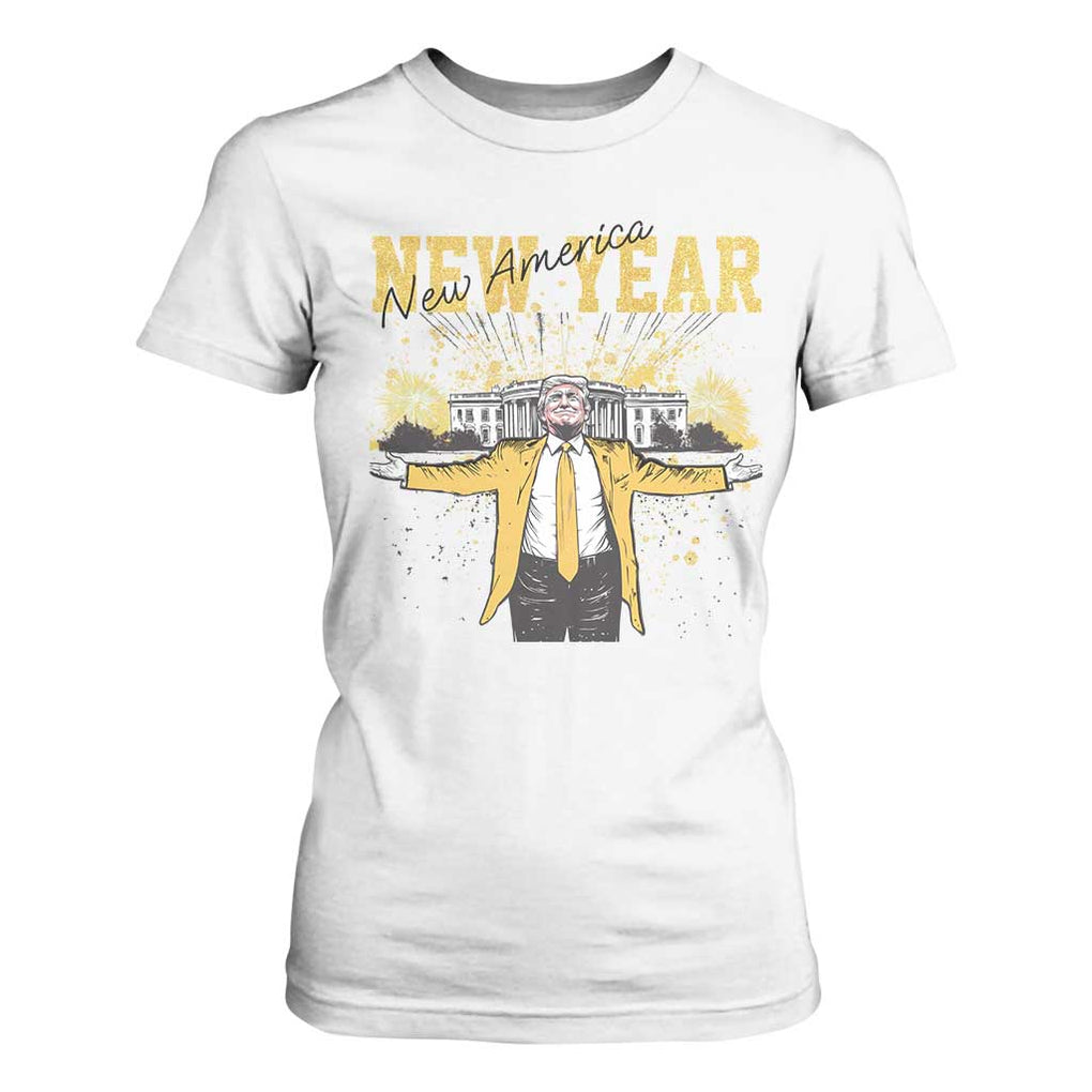 Funny Trump New Year New America 2025 T Shirt For Women TS11 White Print Your Wear