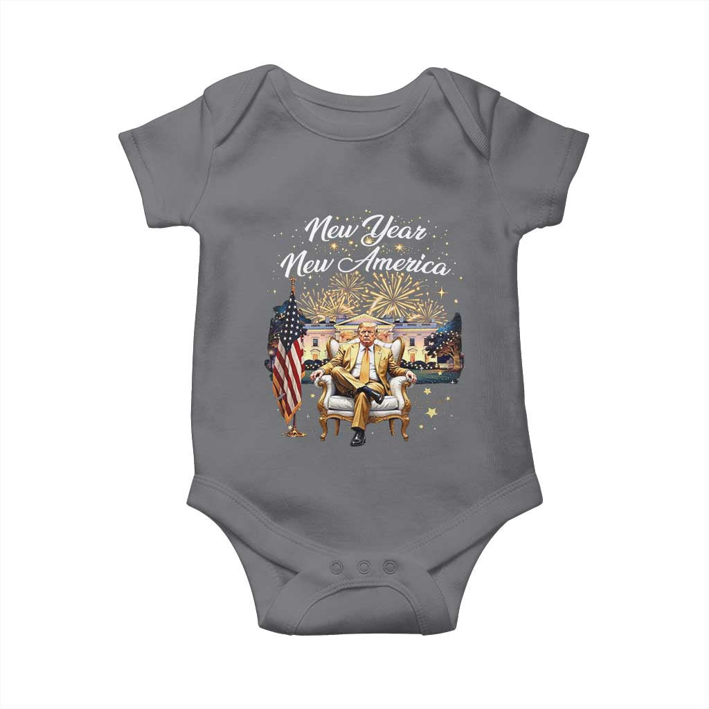 Funny Trump New Year New America 2025 Baby Onesie White House American Flag TS11 Charcoal Print Your Wear