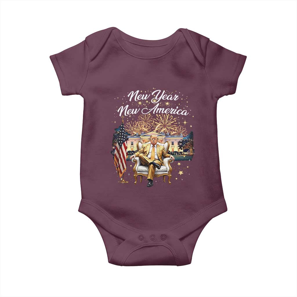 Funny Trump New Year New America 2025 Baby Onesie White House American Flag TS11 Maroon Print Your Wear