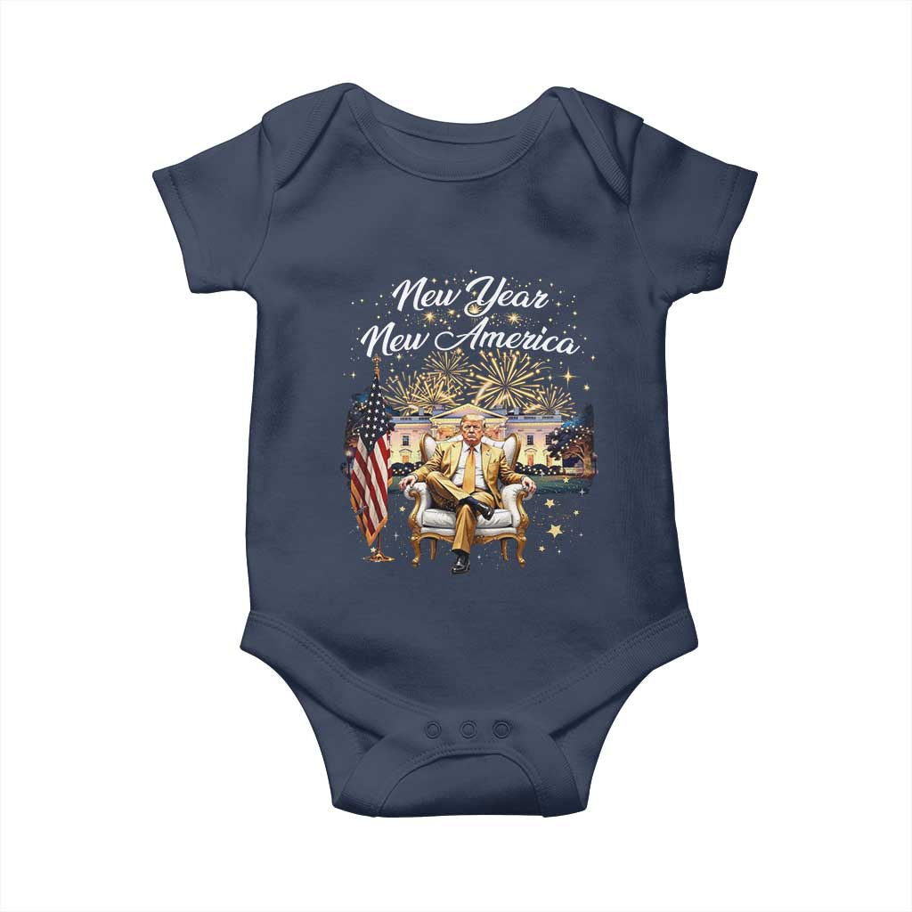 Funny Trump New Year New America 2025 Baby Onesie White House American Flag TS11 Navy Print Your Wear