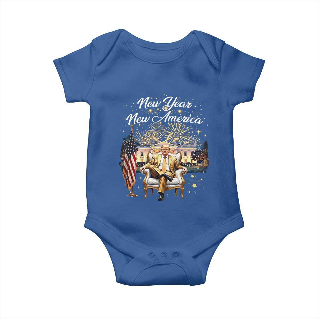 Funny Trump New Year New America 2025 Baby Onesie White House American Flag TS11 Royal Blue Print Your Wear