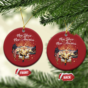 Funny Trump New Year New America 2025 Christmas Ornament White House American Flag TS11 Circle Red Print Your Wear