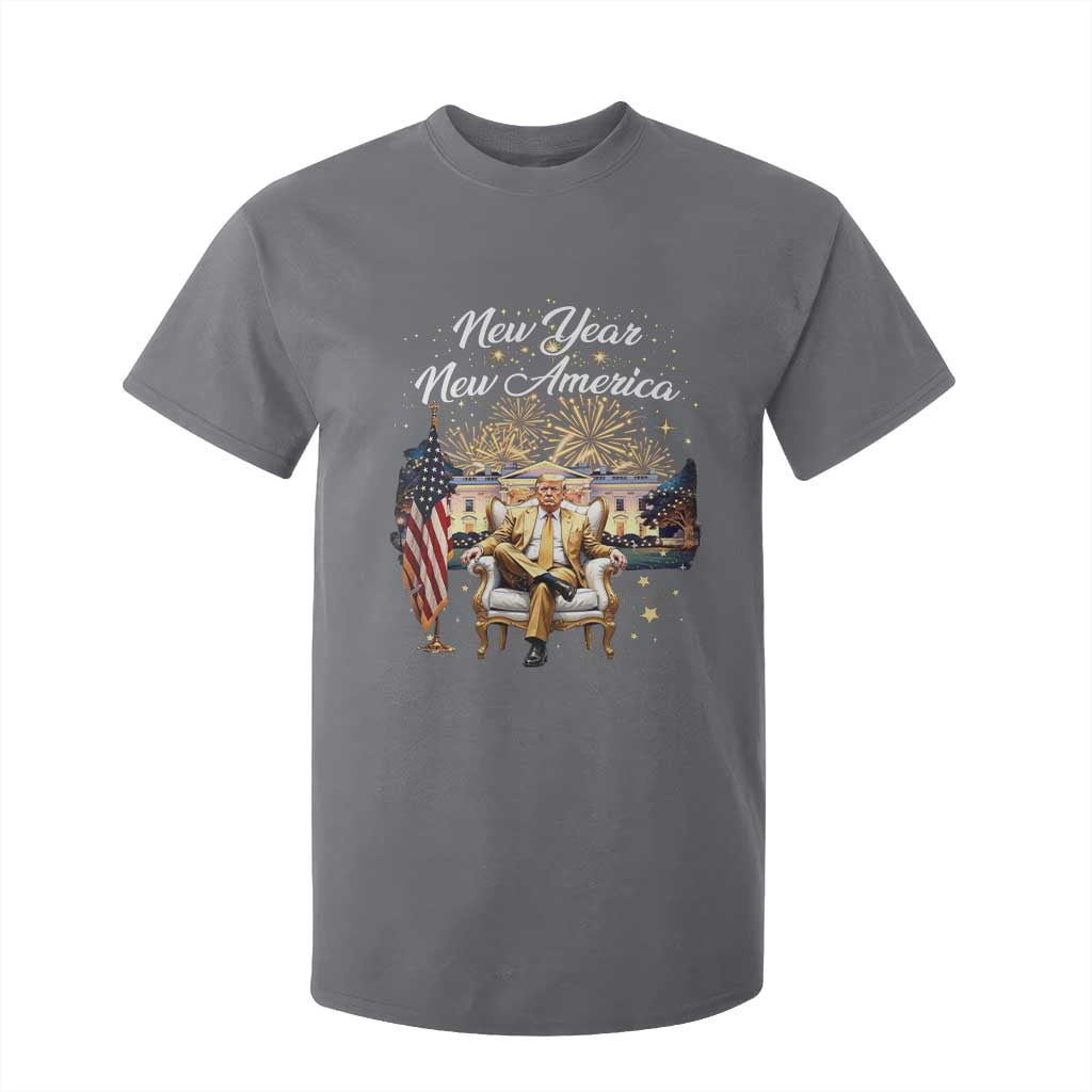 Funny Trump New Year New America 2025 T Shirt For Kid White House American Flag TS11 Charcoal Print Your Wear