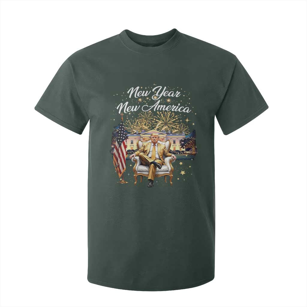 Funny Trump New Year New America 2025 T Shirt For Kid White House American Flag TS11 Dark Forest Green Print Your Wear