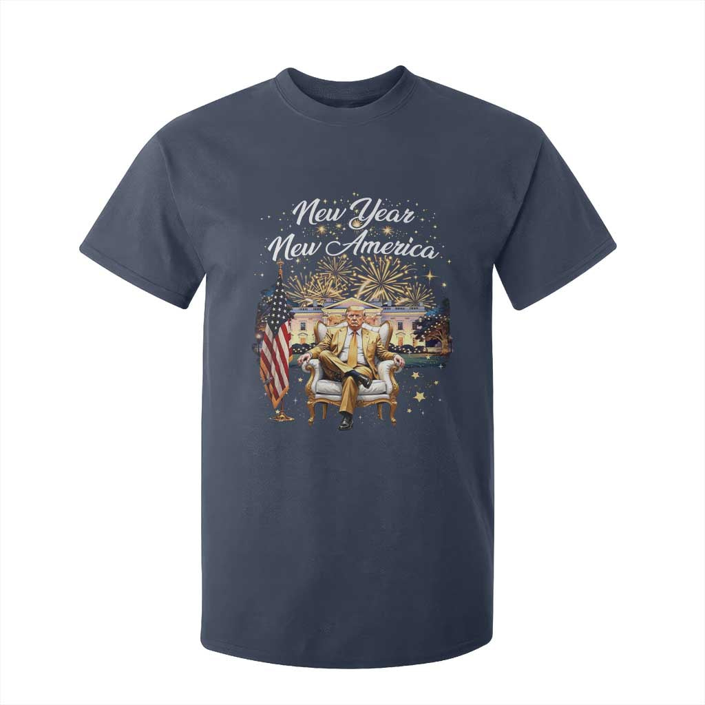 Funny Trump New Year New America 2025 T Shirt For Kid White House American Flag TS11 Navy Print Your Wear