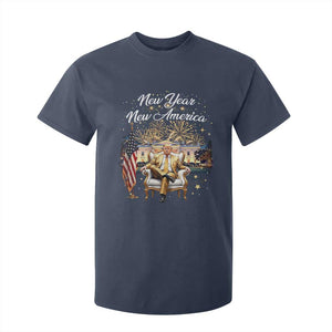 Funny Trump New Year New America 2025 T Shirt For Kid White House American Flag TS11 Navy Print Your Wear