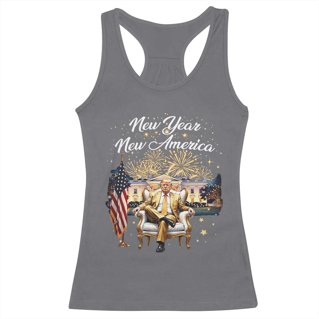 Funny Trump New Year New America 2025 Racerback Tank Top White House American Flag TS11 Charcoal Print Your Wear