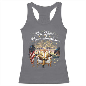 Funny Trump New Year New America 2025 Racerback Tank Top White House American Flag TS11 Charcoal Print Your Wear