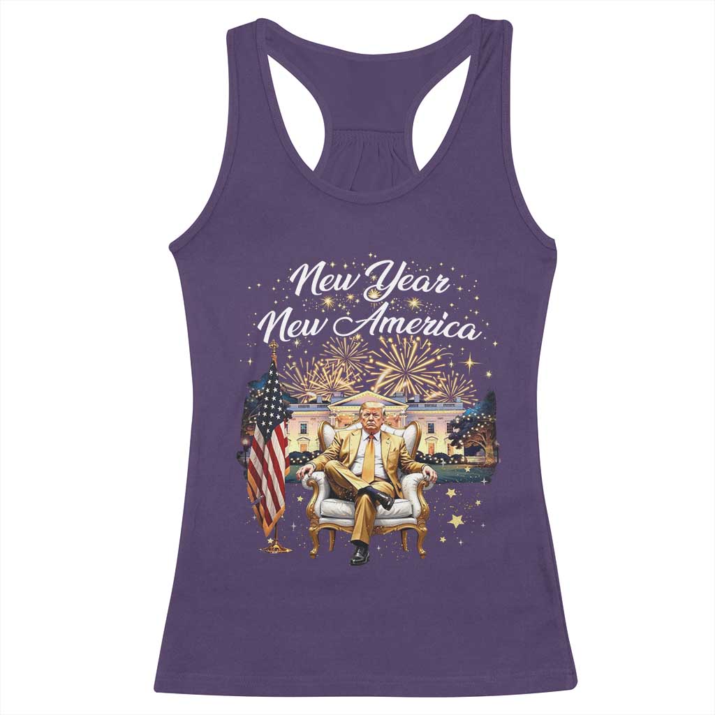Funny Trump New Year New America 2025 Racerback Tank Top White House American Flag TS11 Purple Print Your Wear