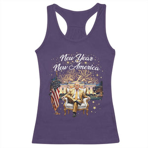Funny Trump New Year New America 2025 Racerback Tank Top White House American Flag TS11 Purple Print Your Wear