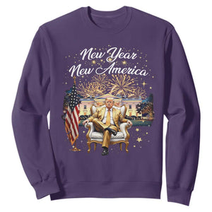 Funny Trump New Year New America 2025 Sweatshirt White House American Flag TS11 Purple Print Your Wear