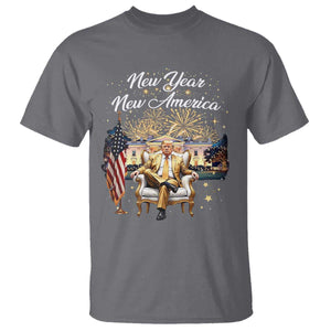 Funny Trump New Year New America 2025 T Shirt White House American Flag TS11 Charcoal Print Your Wear