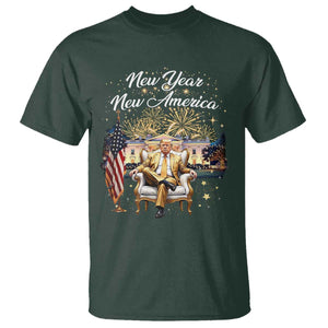 Funny Trump New Year New America 2025 T Shirt White House American Flag TS11 Dark Forest Green Print Your Wear