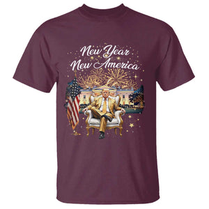 Funny Trump New Year New America 2025 T Shirt White House American Flag TS11 Maroon Print Your Wear