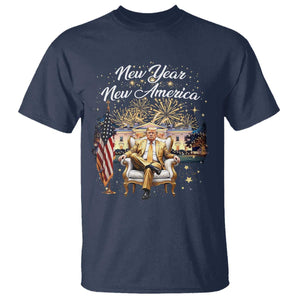 Funny Trump New Year New America 2025 T Shirt White House American Flag TS11 Navy Print Your Wear