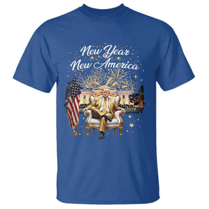 Funny Trump New Year New America 2025 T Shirt White House American Flag TS11 Royal Blue Print Your Wear