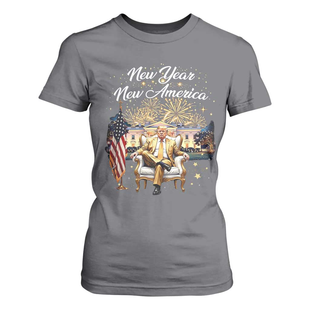 Funny Trump New Year New America 2025 T Shirt For Women White House American Flag TS11 Charcoal Print Your Wear
