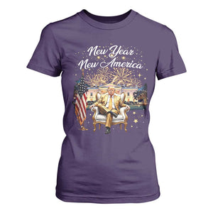 Funny Trump New Year New America 2025 T Shirt For Women White House American Flag TS11 Purple Print Your Wear