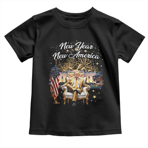 Funny Trump New Year New America 2025 Toddler T Shirt White House American Flag TS11 Black Print Your Wear