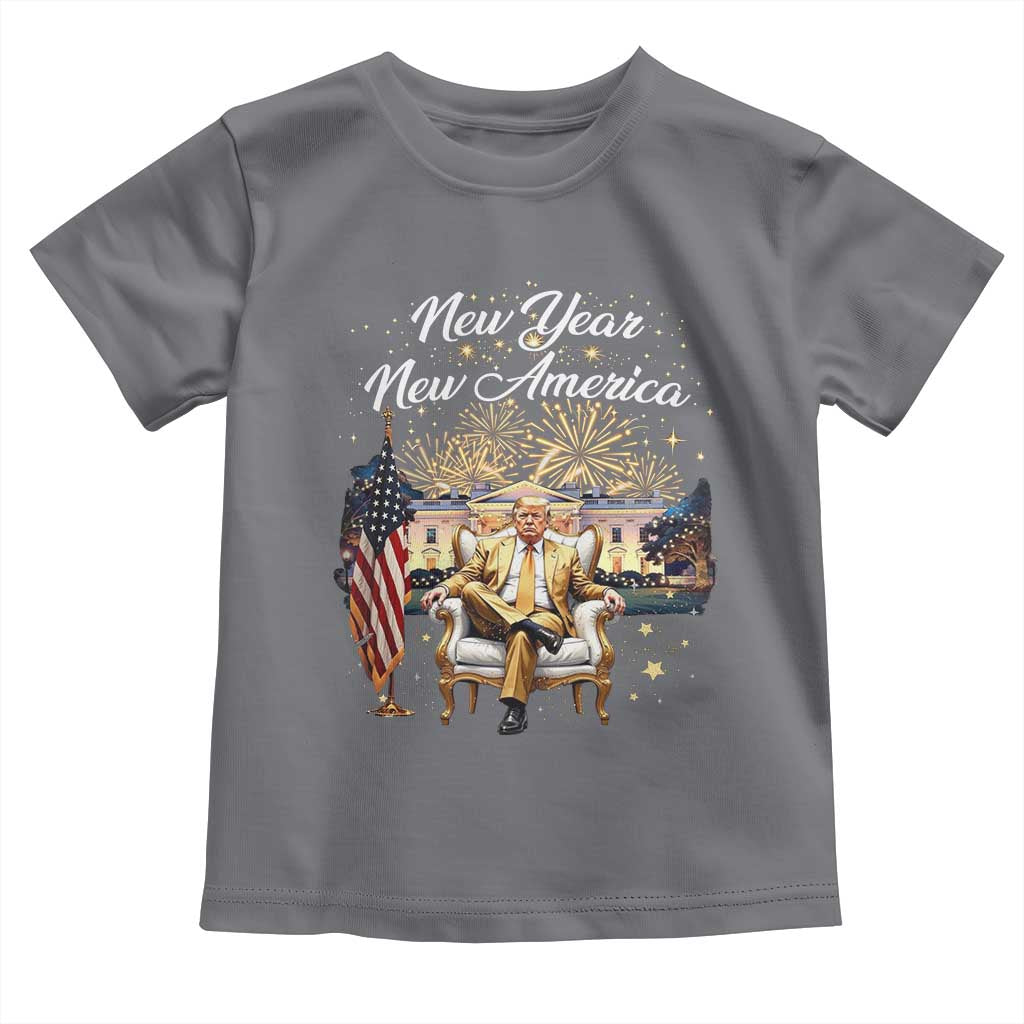 Funny Trump New Year New America 2025 Toddler T Shirt White House American Flag TS11 Charcoal Print Your Wear