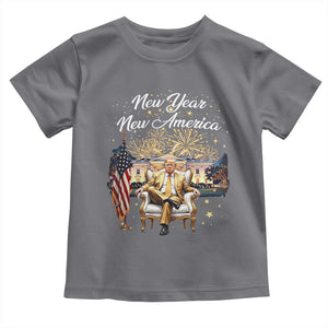 Funny Trump New Year New America 2025 Toddler T Shirt White House American Flag TS11 Charcoal Print Your Wear