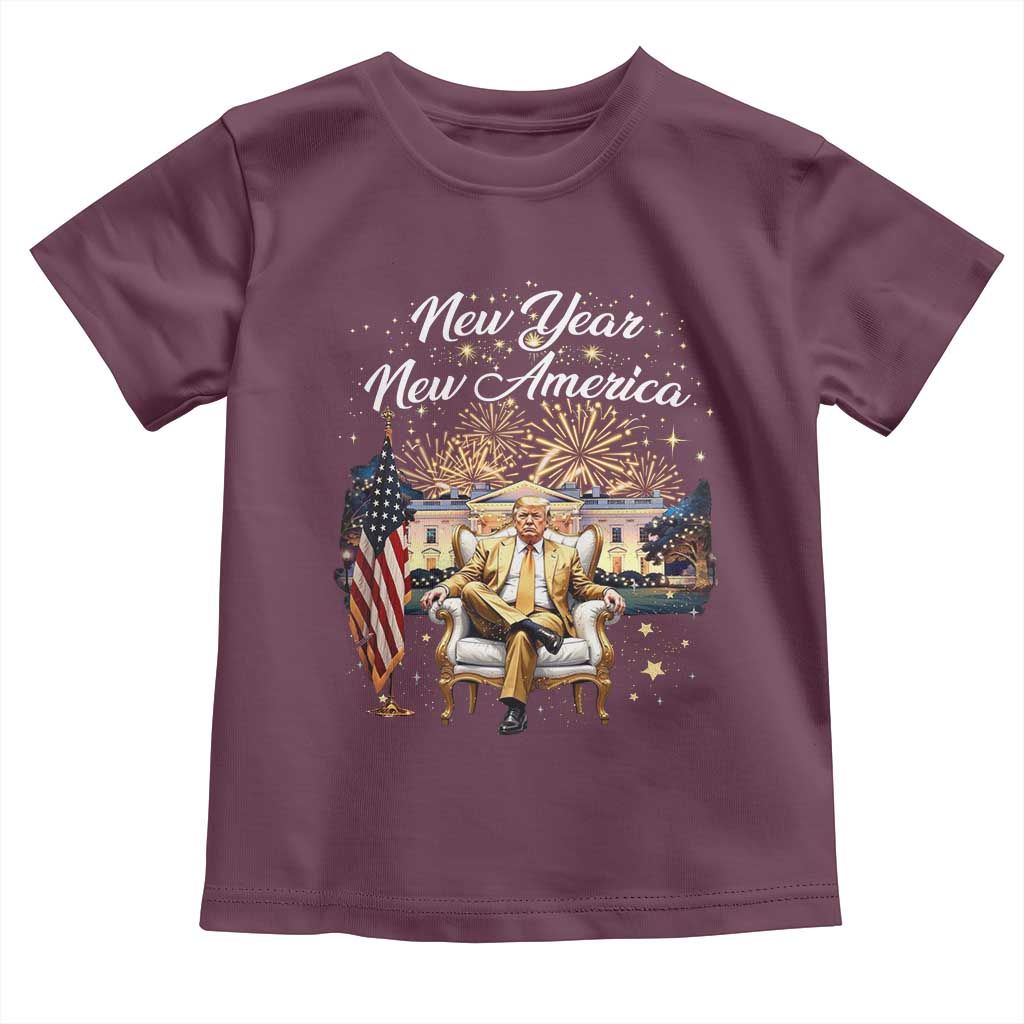 Funny Trump New Year New America 2025 Toddler T Shirt White House American Flag TS11 Maroon Print Your Wear