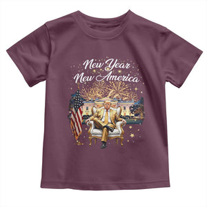 Funny Trump New Year New America 2025 Toddler T Shirt White House American Flag TS11 Maroon Print Your Wear