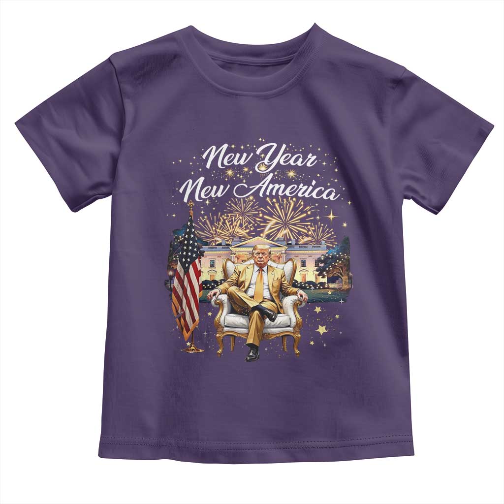 Funny Trump New Year New America 2025 Toddler T Shirt White House American Flag TS11 Purple Print Your Wear