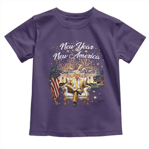 Funny Trump New Year New America 2025 Toddler T Shirt White House American Flag TS11 Purple Print Your Wear