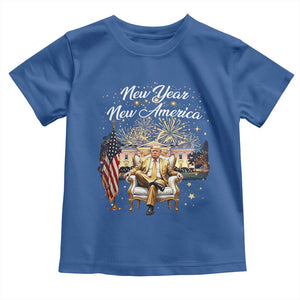 Funny Trump New Year New America 2025 Toddler T Shirt White House American Flag TS11 Royal Blue Print Your Wear