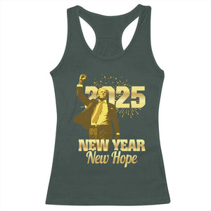 Funny Trump New Year New Hope 2025 Racerback Tank Top TS11 Dark Forest Green Print Your Wear