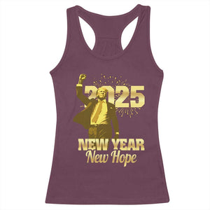 Funny Trump New Year New Hope 2025 Racerback Tank Top TS11 Maroon Print Your Wear