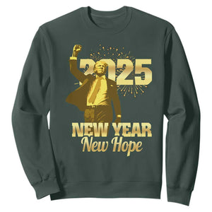 Funny Trump New Year New Hope 2025 Sweatshirt TS11 Dark Forest Green Print Your Wear