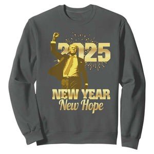 Funny Trump New Year New Hope 2025 Sweatshirt TS11 Dark Heather Print Your Wear