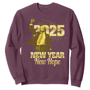 Funny Trump New Year New Hope 2025 Sweatshirt TS11 Maroon Print Your Wear